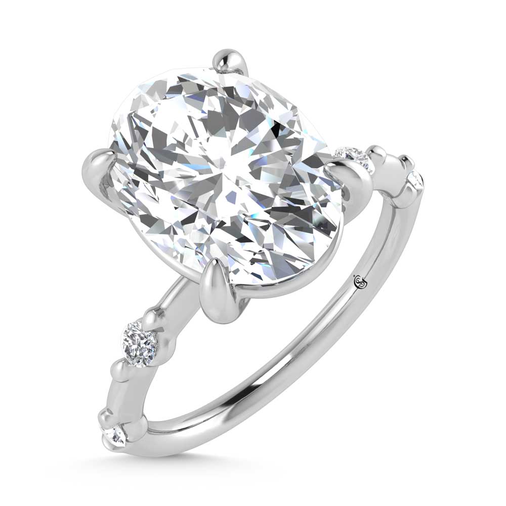 14K White Gold Lab Grown Diamond 3 1/6 Ct.Tw. Oval Shape Engagement Ring