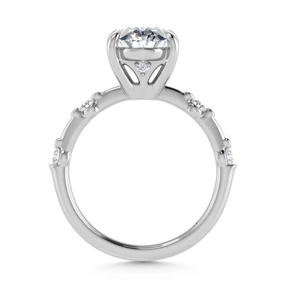 14K White Gold Lab Grown Diamond 3 1/6 Ct.Tw. Oval Shape Engagement Ring