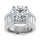 14K White Gold Lab Grown Diamond 8 Ct.Tw. Straight Baguette Shank Engagement Ring (Center Round)