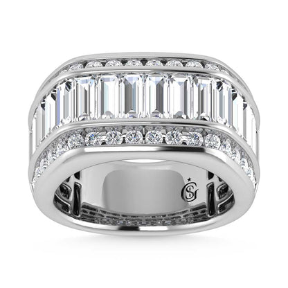 14K White Gold Lab Grown Diamond 4 3/4 Ct.Tw. Slim Baguette Mens Ring