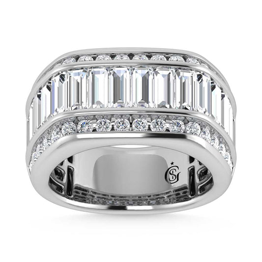 14K White Gold Lab Grown Diamond 4 3/4 Ct.Tw. Slim Baguette Mens Ring