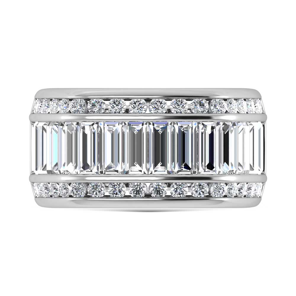 14K White Gold Lab Grown Diamond 4 3/4 Ct.Tw. Slim Baguette Mens Ring