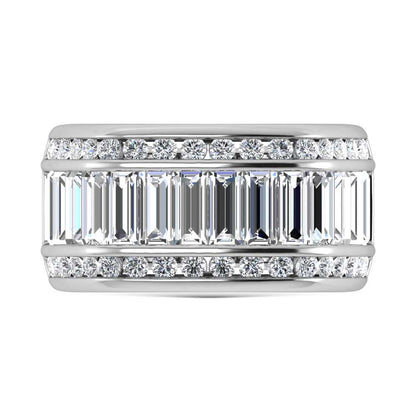 14K White Gold Lab Grown Diamond 4 3/4 Ct.Tw. Slim Baguette Mens Ring