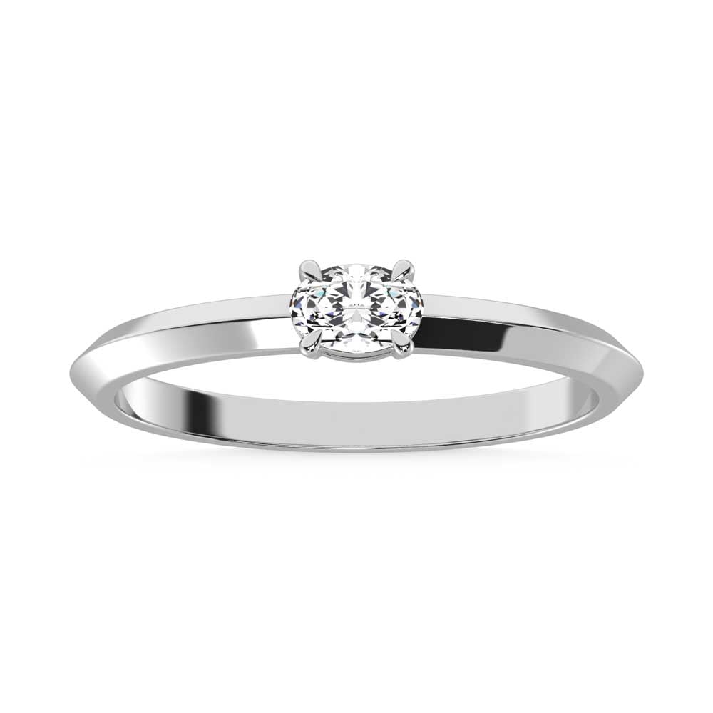 14K White Gold Lab Grown Diamond 1/5 Ct.Tw. Oval Shape Promise Ring