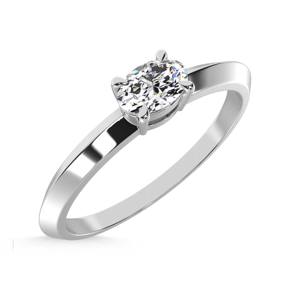 14K White Gold Lab Grown Diamond 1/5 Ct.Tw. Oval Shape Promise Ring