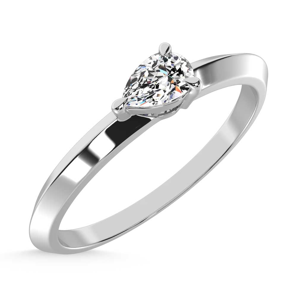 14K White Gold Lab Grown Diamond 1/5 Ct.Tw. Pear Shape Promise Ring