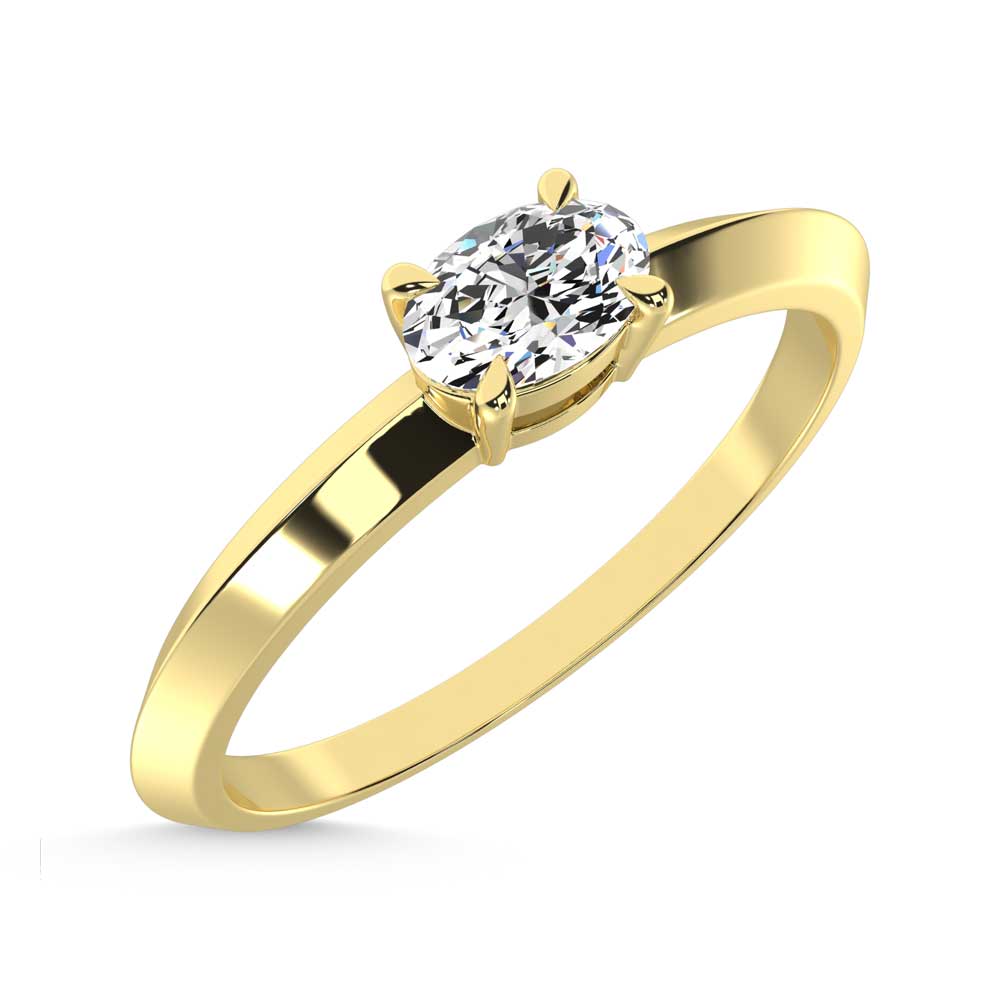 14K Yellow Gold Lab Grown Diamond 1/5 Ct.Tw. Oval Shape Promise Ring