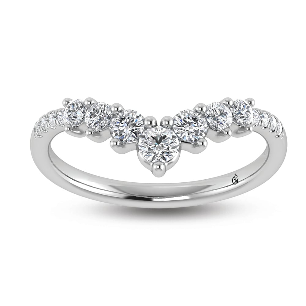 14K White Gold Lab Grown Diamond 3/8 Ct.Tw. Chevron Band