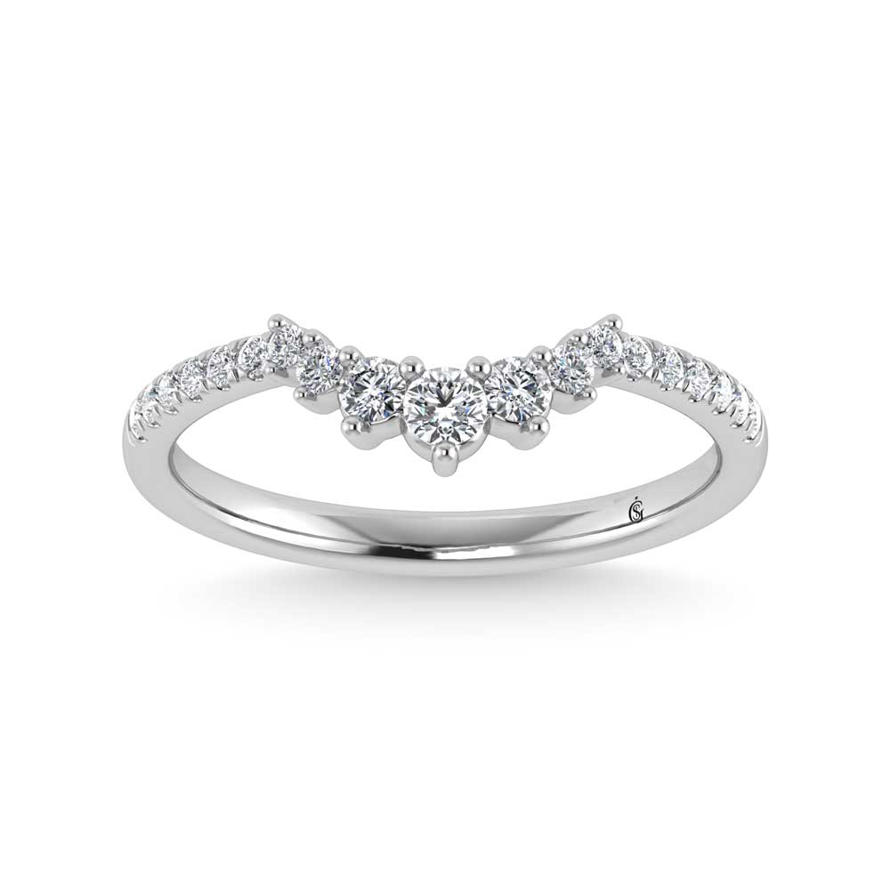 14K White Gold Lab Grown Diamond 1/4 Ct.Tw. Chevron Band