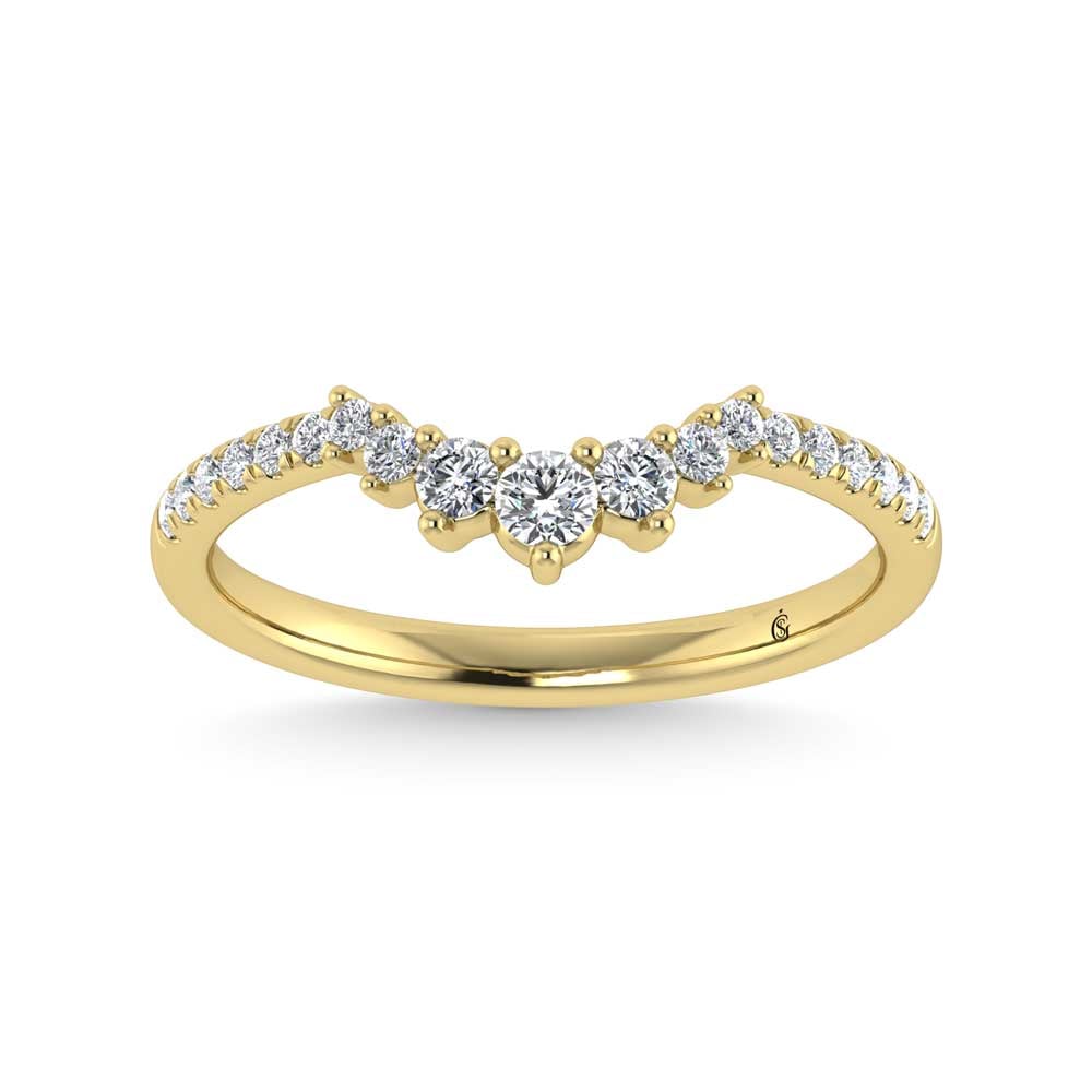 14K Yellow Gold Lab Grown Diamond 1/4 Ct.Tw. Chevron Band