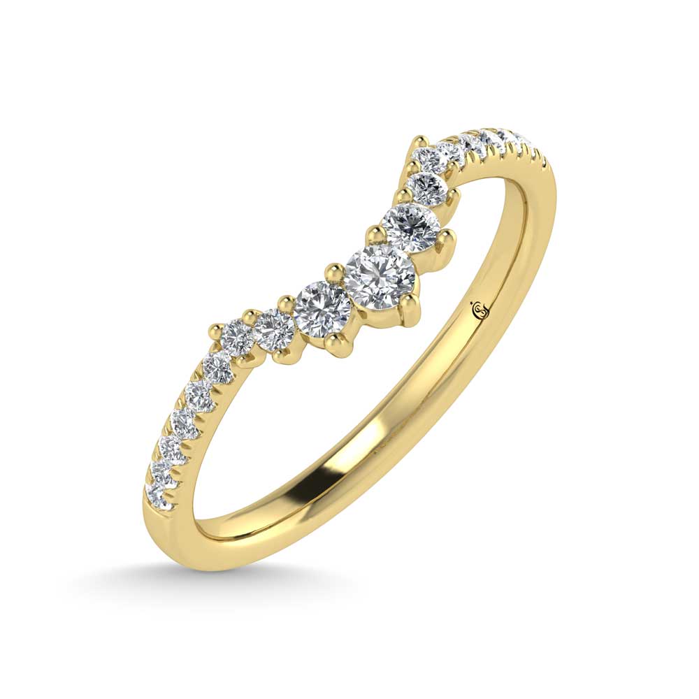 14K Yellow Gold Lab Grown Diamond 1/4 Ct.Tw. Chevron Band