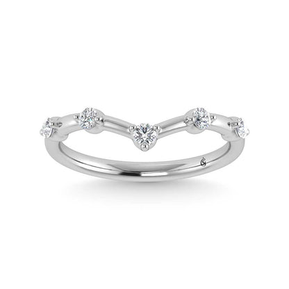 14K White Gold Lab Grown Diamond 1/6 Ct.Tw. Chevron Band