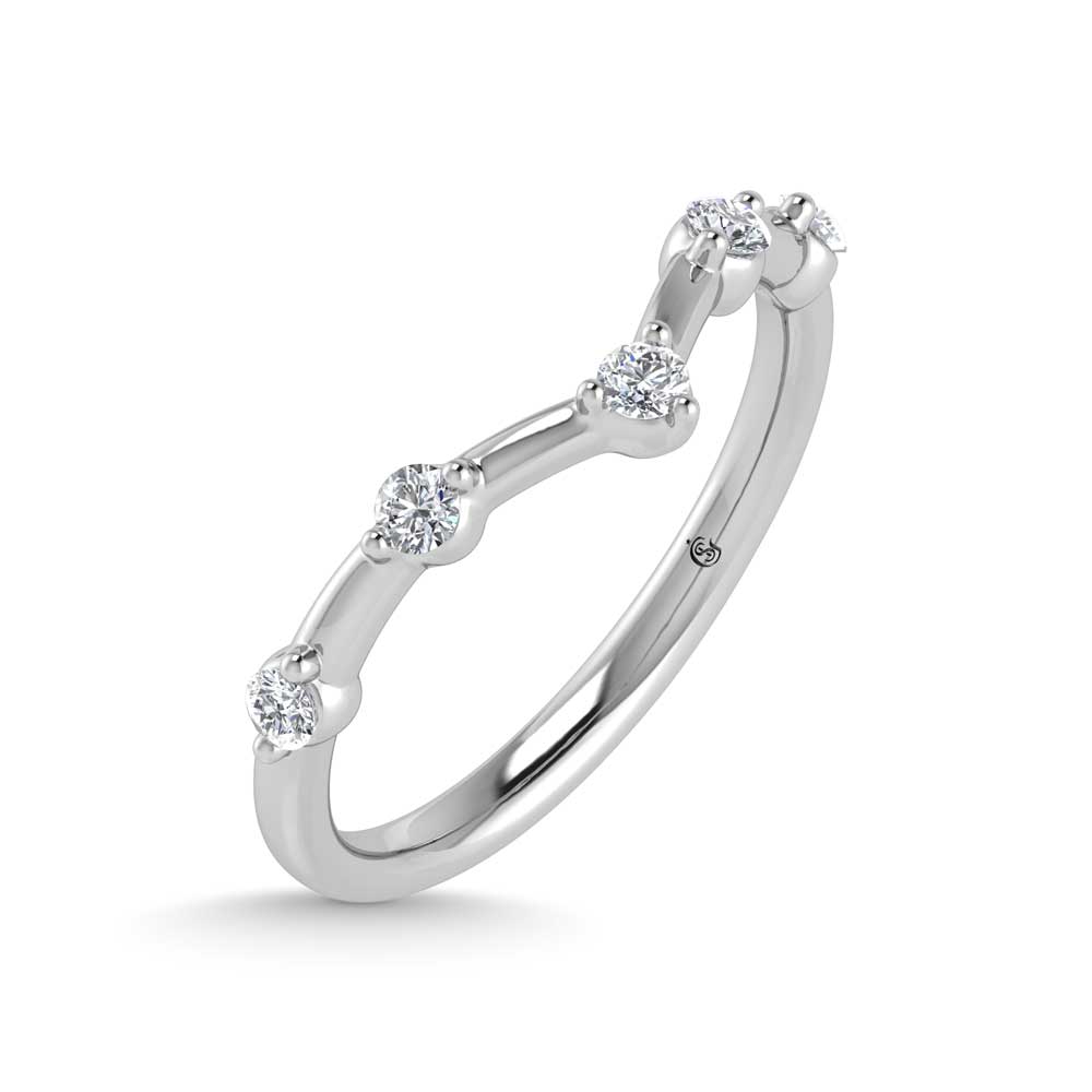 14K White Gold Lab Grown Diamond 1/6 Ct.Tw. Chevron Band