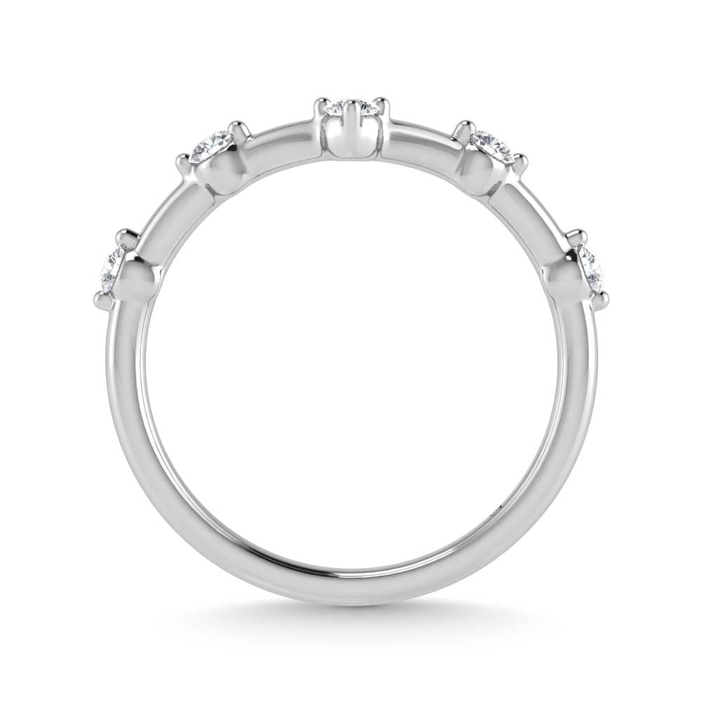 14K White Gold Lab Grown Diamond 1/6 Ct.Tw. Chevron Band