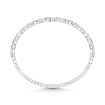 14K White Gold Lab Grown Diamond 3 Ct.Tw. Marquise and Round Shape Bangle