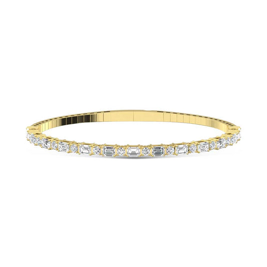 14K Yellow Gold Lab Grown Diamond 3 Ct.Tw. Marquise and Round Shape Bangle