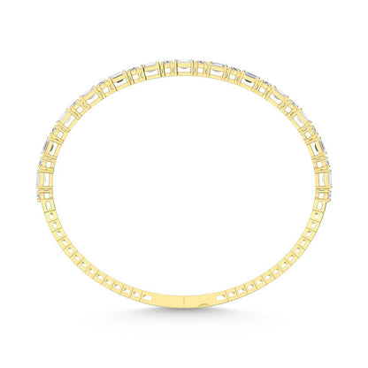 14K Yellow Gold Lab Grown Diamond 3 Ct.Tw. Marquise and Round Shape Bangle
