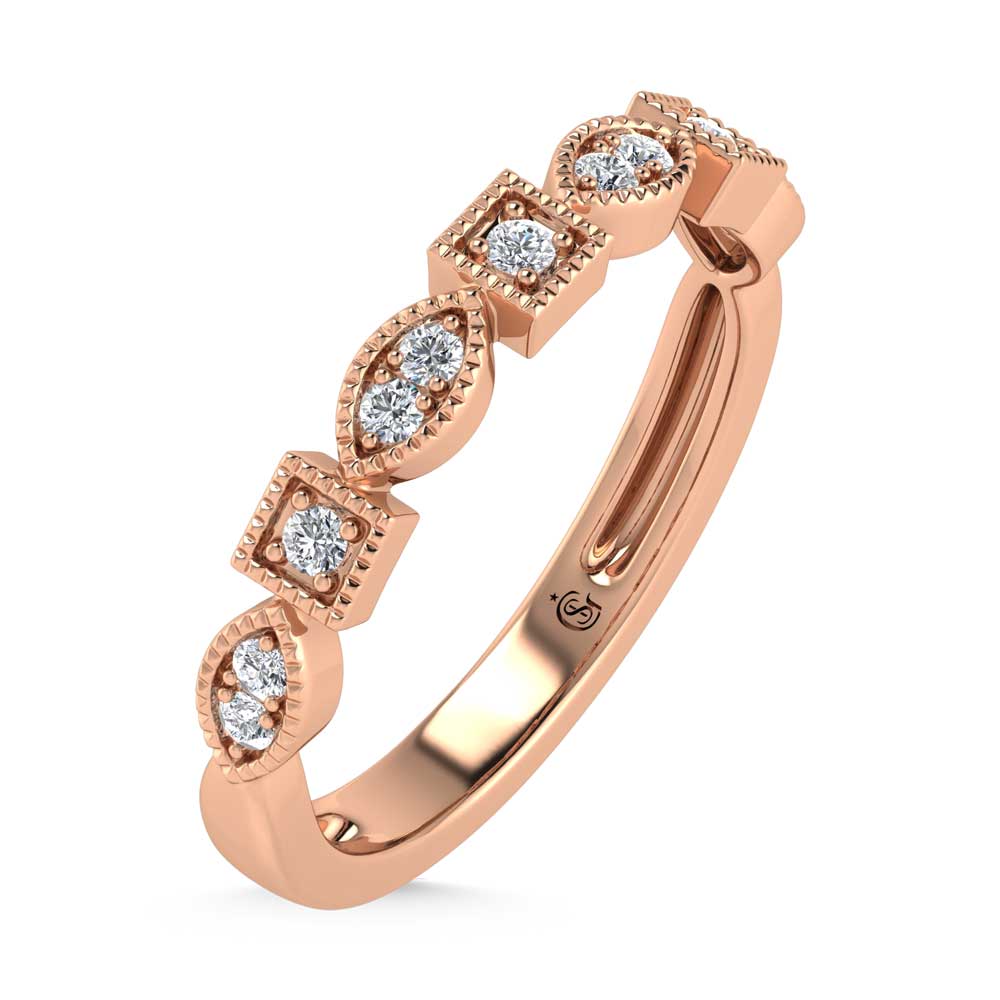 14K Rose Gold Lab Grown Diamond 1/6 Ct.Tw. Stack Band