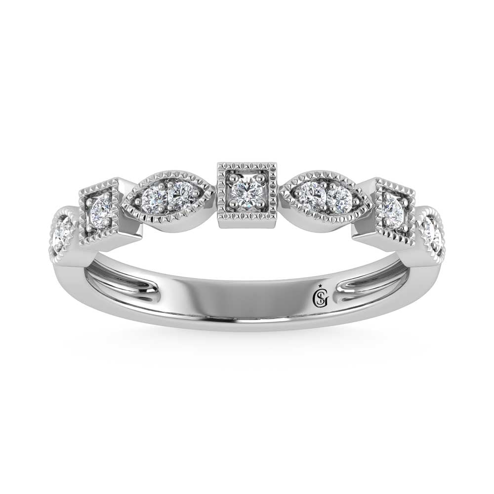 14K White Gold Lab Grown Diamond 1/6 Ct.Tw. Stack Band