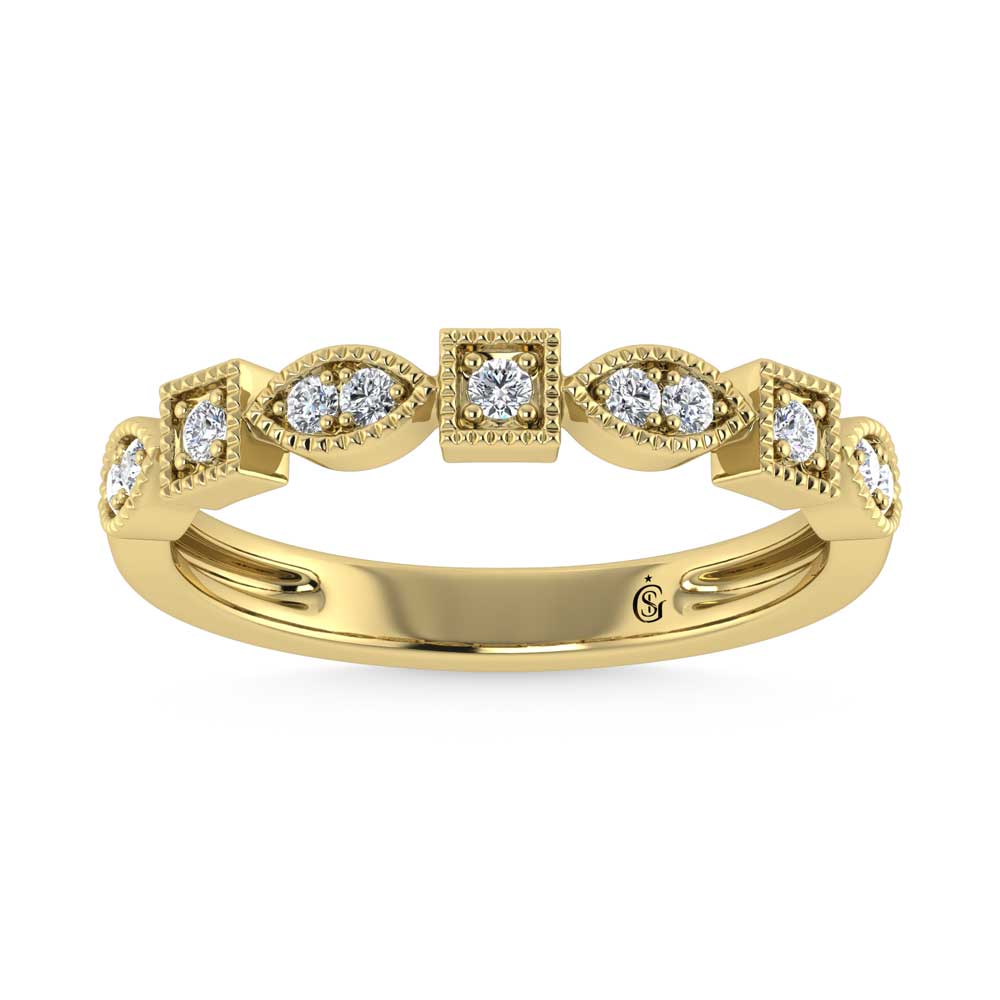 14K Yellow Gold Lab Grown Diamond 1/6 Ct.Tw. Stack Band