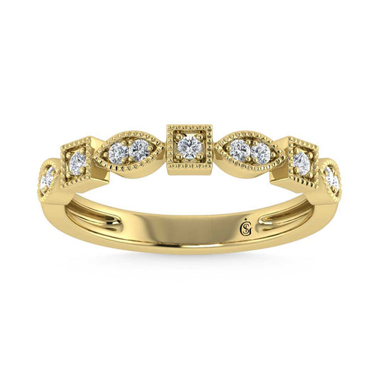 14K Yellow Gold Lab Grown Diamond 1/6 Ct.Tw. Stack Band