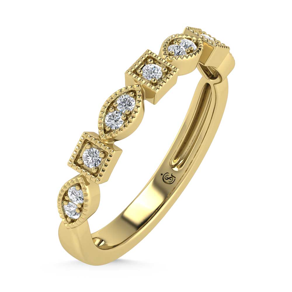 14K Yellow Gold Lab Grown Diamond 1/6 Ct.Tw. Stack Band