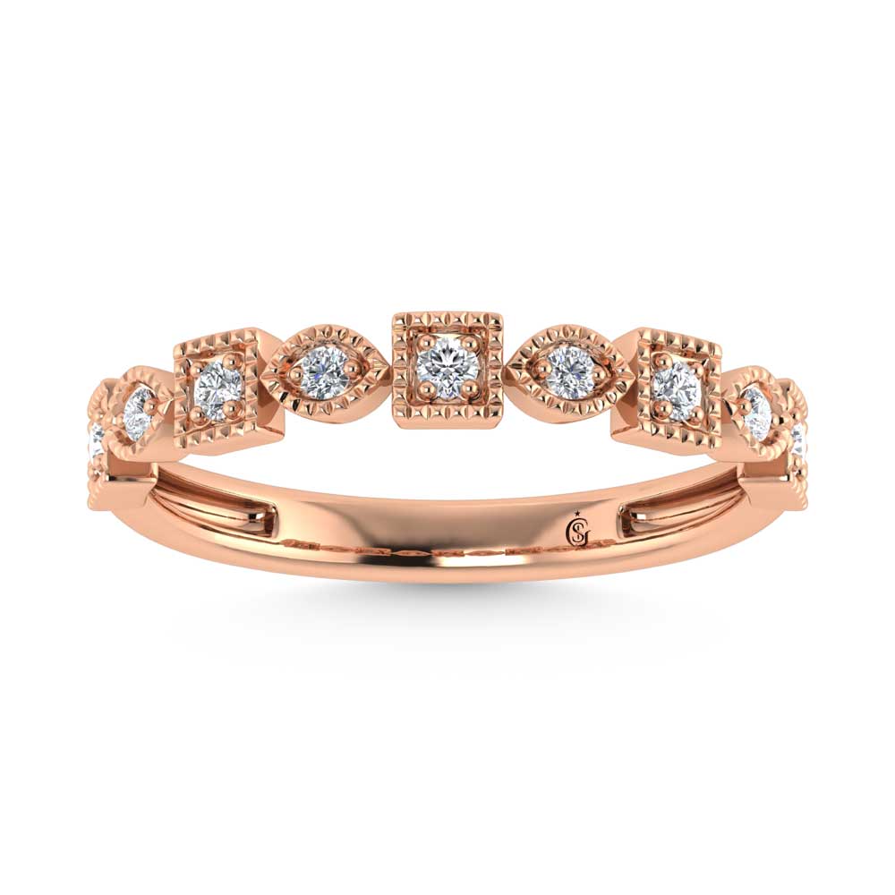 14K Rose Gold Lab Grown Diamond 1/6 Ct.Tw. Stack Band