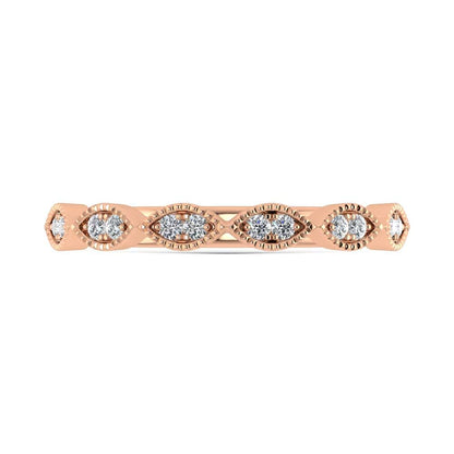 14K Rose Gold Lab Grown Diamond 1/6 Ct.Tw. Stack Band