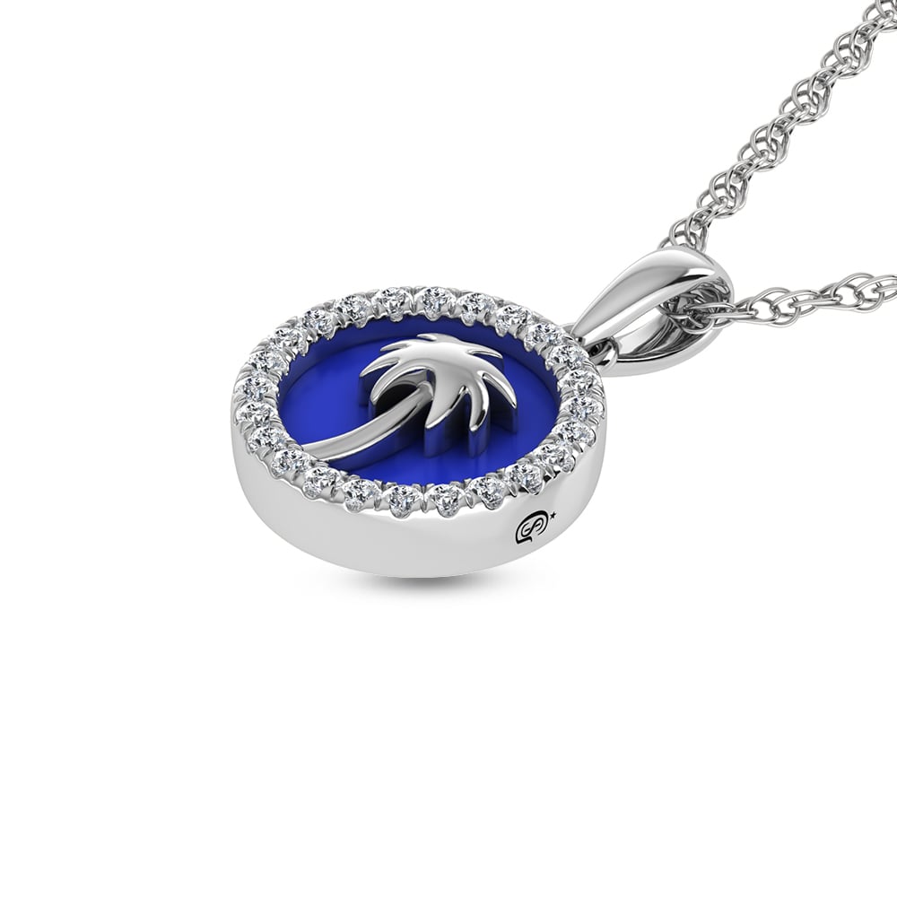 Sterling Silver 1/6 Ct.Tw. Lab Grown Diamond Sea Of Life palm Tree Pendant