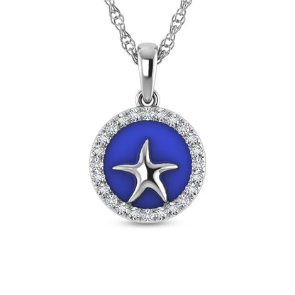 Sterling Silver 1/6 Ct.Tw. Lab Grown Diamond Sea Of Life Star Fish Pendant