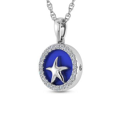 Sterling Silver 1/6 Ct.Tw. Lab Grown Diamond Sea Of Life Star Fish Pendant