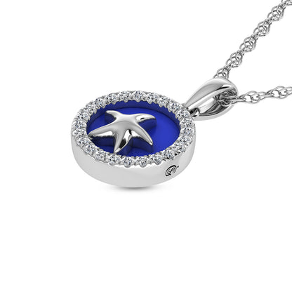 Sterling Silver 1/6 Ct.Tw. Lab Grown Diamond Sea Of Life Star Fish Pendant