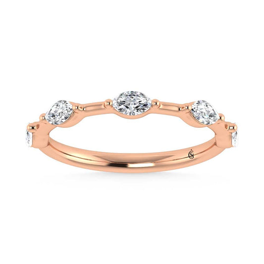 14K Rose Gold Lab Grown Diamond 1/3 Ct.Tw. Marquise Shape Stackable Band