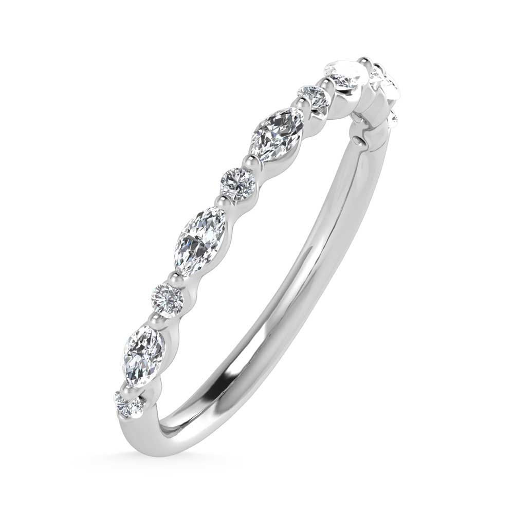 14K White Gold Lab Grown Diamond 1/4 Ct.Tw. Marquise and Round Stackable Band
