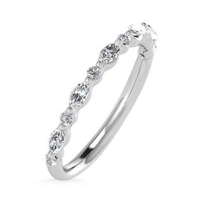 14K White Gold Lab Grown Diamond 1/4 Ct.Tw. Marquise and Round Stackable Band