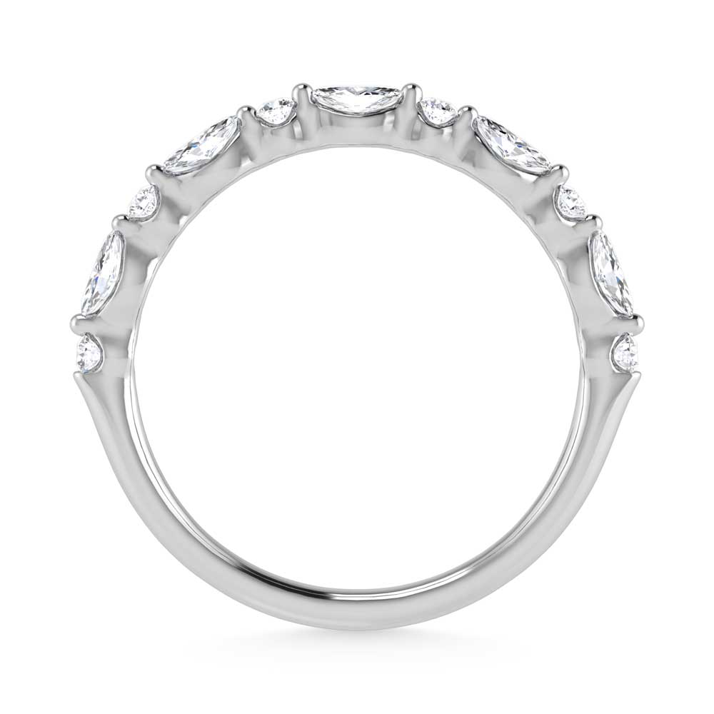 14K White Gold Lab Grown Diamond 1/4 Ct.Tw. Marquise and Round Stackable Band