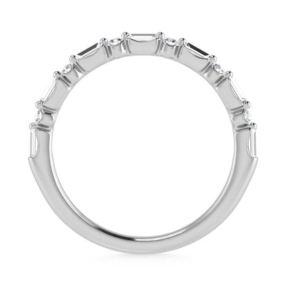 14K White Gold Lab Grown Diamond 1/3 Ct.Tw. Single Prong Set Round and Baguette Stackable Band