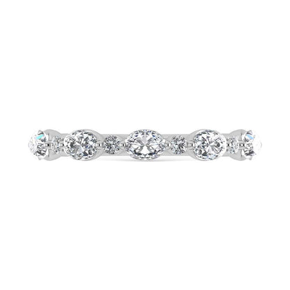 14K White Gold Lab Grown Diamond 1/3 Ct.Tw. Marquise and Round Shared Prong Set Stackable Band
