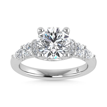 14K White Gold Labgrown Diamond 2 5/8 Ct.Tw. Engagement Ring (Center Round 2ct)