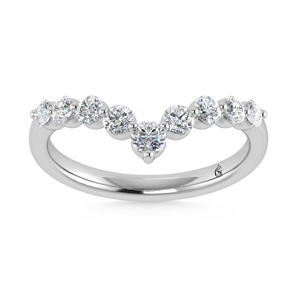 14K White Gold Lab Grown Diamond 3/8 Ct.Tw. Chevron Band