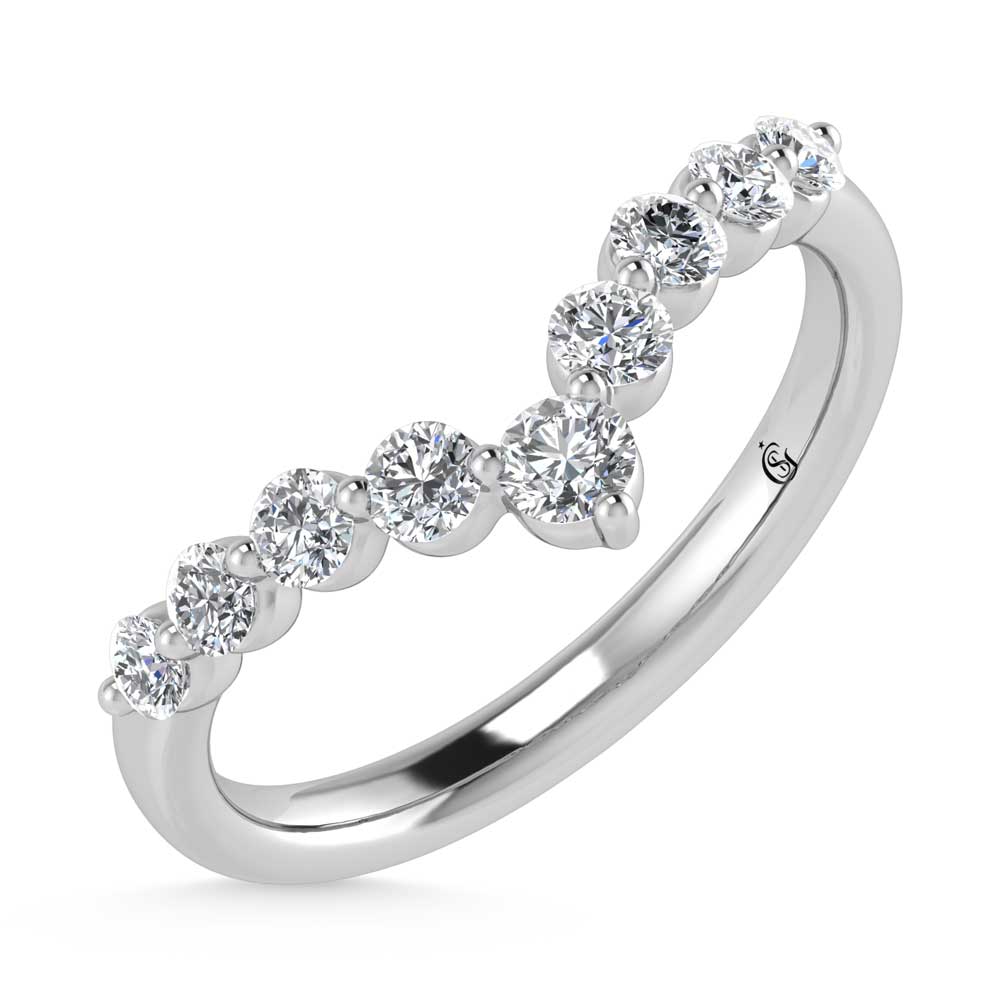 14K White Gold Lab Grown Diamond 3/8 Ct.Tw. Chevron Band