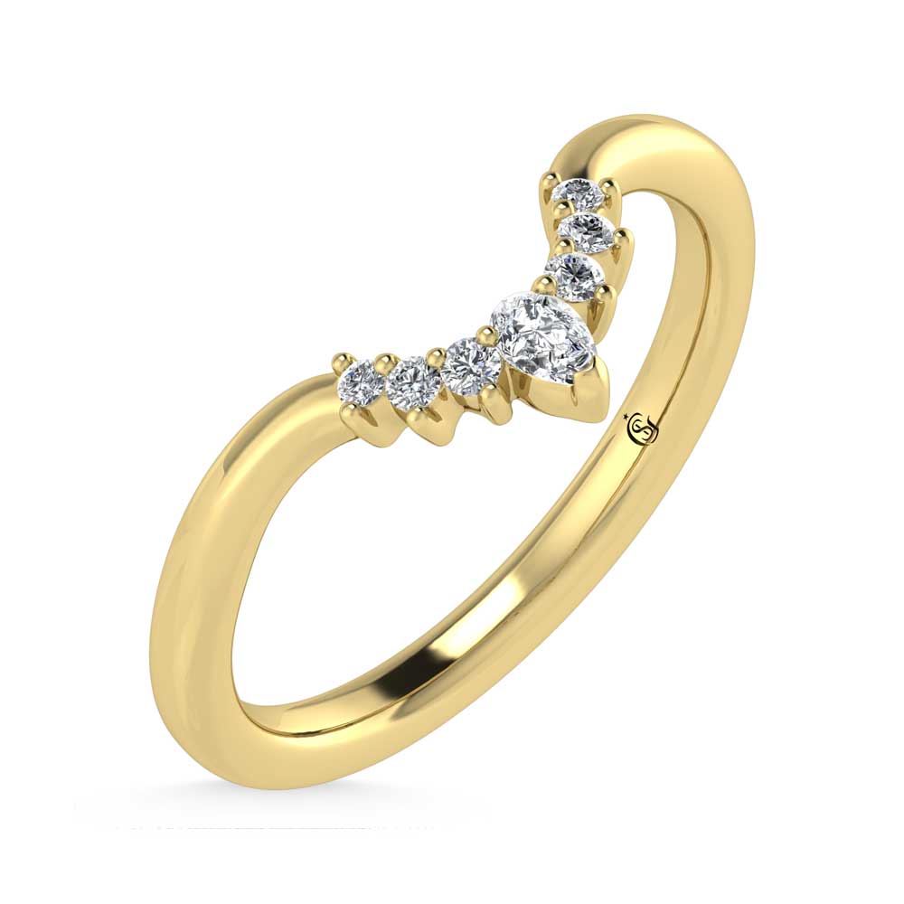 14K Yellow Gold Lab Grown Diamond 1/10 Ct.Tw. Chevron Band