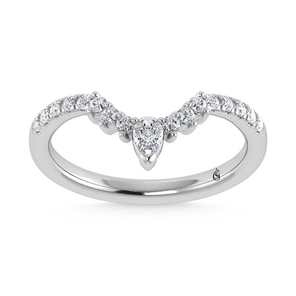 14K White Gold 1/3 Ct.Tw. Lab Grown Diamond Chevron Band