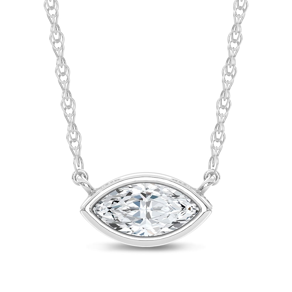 14K White Gold Lab Grown Diamond 1/2 Ct.Tw. Marquise Shape Solitaire Necklace - 16 inches