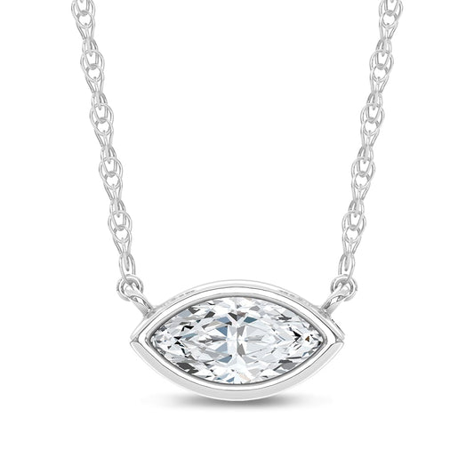 14K White Gold Lab Grown Diamond 1/2 Ct.Tw. Marquise Shape Solitaire Necklace - 16 inches