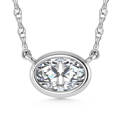 14K White Gold Lab Grown Diamond 1/2 Ct.Tw. Oval Shape Solitaire Necklace - 16 inches