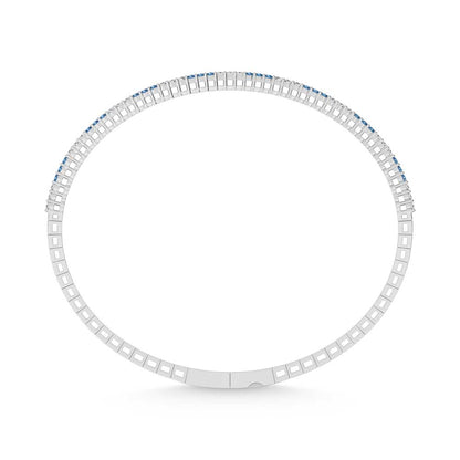 14K White Gold 1 Ct.Tw. Alternate 3 white and 3 Blue Lab Grown Diamond Bangle
