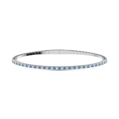 14K White Gold 1 Ct.Tw. Alternate white and Blue Lab Grown Diamond Bangle