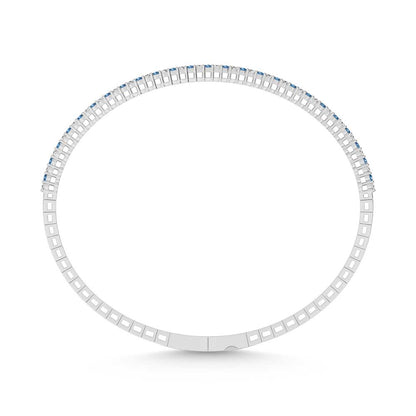 14K White Gold 1 Ct.Tw. Alternate white and Blue Lab Grown Diamond Bangle
