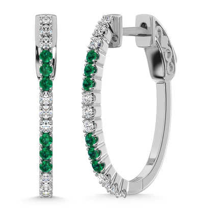 14K White Gold Lab Grown White and Emerald Diamond 5/8 Ct.Tw. Earrings